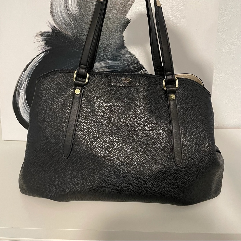 Tutilo New York black leather bag w/laptop holder
